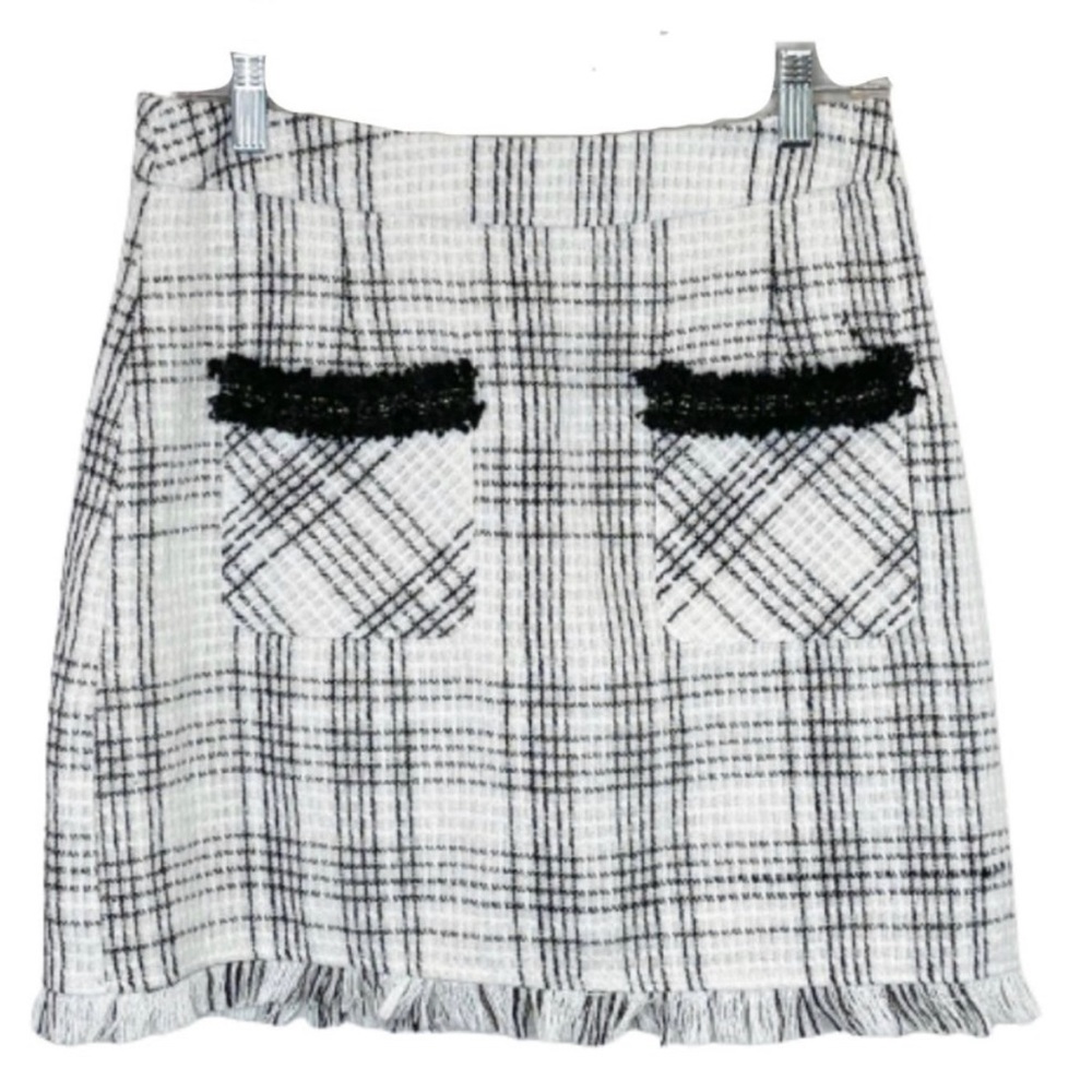 EUC Aqua White & Black Tweed Mini Skirt size M - Picture 2 of 5